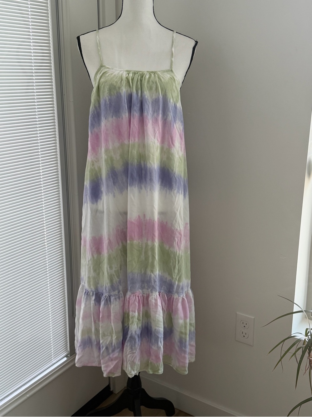 Charlie Paige Pastel Tie-Dye Maxi Dress in Lavender, Pink, Green, White